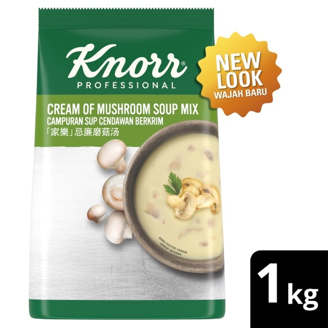 Knorr Cream of Mushroom Soup 1KG - Knorr Cream of Mushroom Soup Mix is made with real champignon mushrooms to help you deliver a great tasting and classic mushroom soup.